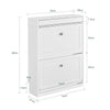 SoBuy FSR78-L-W, Shoe Rack Cabinet with 2 Flip Drawers, Slim Shoe Storage Cabinet Hallway, Entryway, Corridor, Small Spaces, MDF Wooden Cupboard, White, 75x24x96cm