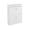 SoBuy FSR78-L-W, Shoe Rack Cabinet with 2 Flip Drawers, Slim Shoe Storage Cabinet Hallway, Entryway, Corridor, Small Spaces, MDF Wooden Cupboard, White, 75x24x96cm