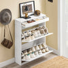 SoBuy FSR78-L-W, Shoe Rack Cabinet with 2 Flip Drawers, Slim Shoe Storage Cabinet Hallway, Entryway, Corridor, Small Spaces, MDF Wooden Cupboard, White, 75x24x96cm
