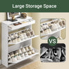 SoBuy FSR78-L-W, Shoe Rack Cabinet with 2 Flip Drawers, Slim Shoe Storage Cabinet Hallway, Entryway, Corridor, Small Spaces, MDF Wooden Cupboard, White, 75x24x96cm