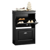 SoBuy FSR78-SCH, Shoe Rack Cabinet with 2 Flip Drawers, Slim Shoe Storage Unit for Hallway, Entryway, Corridor, Small Spaces, MDF Wooden Cupboard Black 54x24x82cm