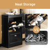 SoBuy FSR78-SCH, Shoe Rack Cabinet with 2 Flip Drawers, Slim Shoe Storage Unit for Hallway, Entryway, Corridor, Small Spaces, MDF Wooden Cupboard Black 54x24x82cm