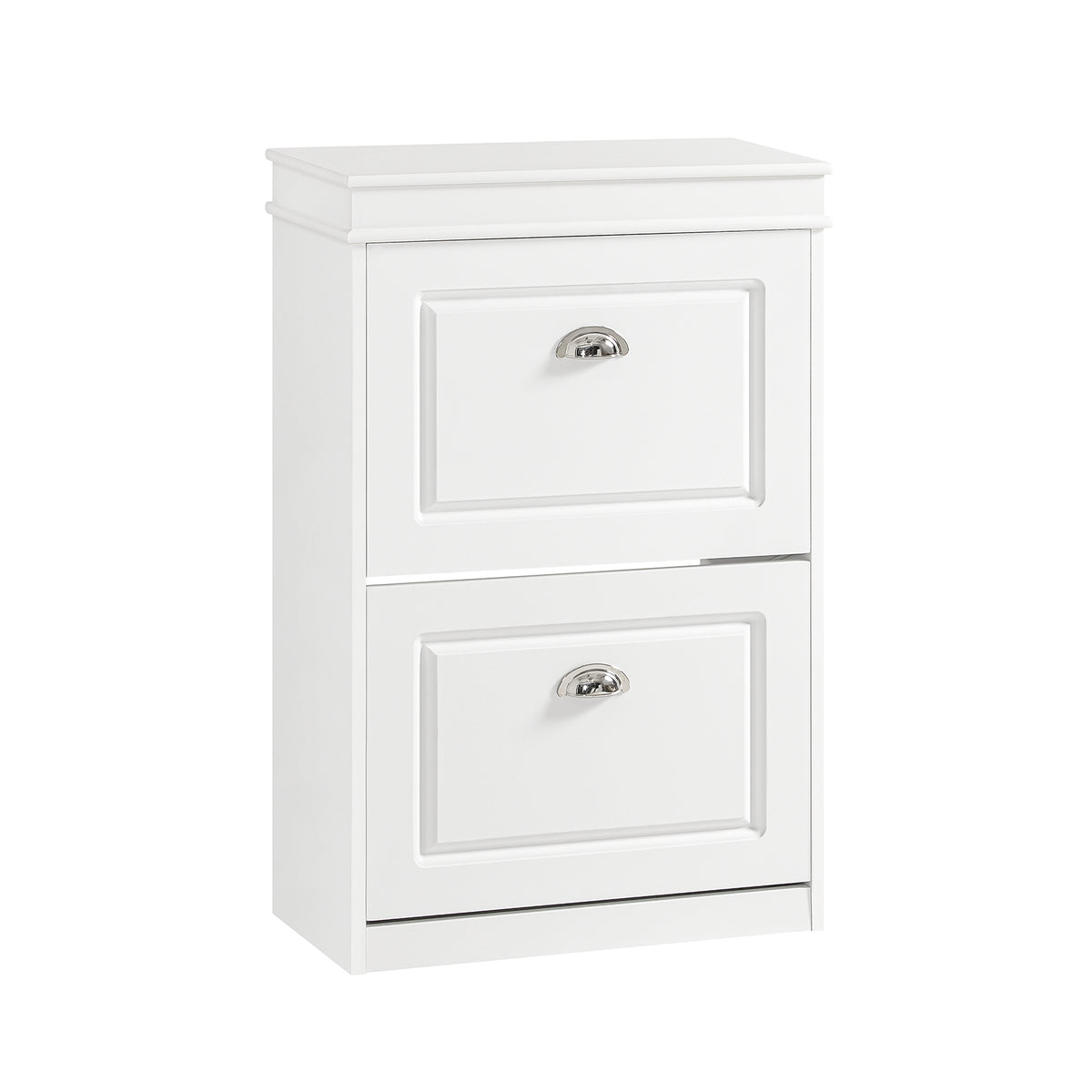 SoBuy FSR78-W White Narrow Shoe Cabinet with 2 Flip Drawers – Slim Hallway Storage Unit W54 x D24 x H82cm