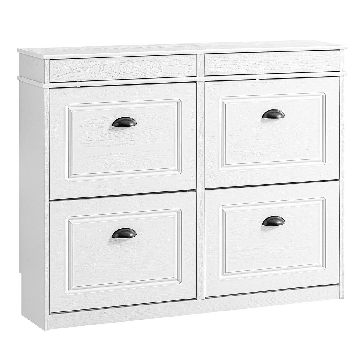 Pre-sale SoBuy FSR79-WG, Shoe Rack Cabinet with 4 Flip Drawers, Slim Shoe Storage Cabinet Hallway, Entryway, Corridor, Small Spaces, MDF Wooden Cupboard, White Vintage Wood Grain Effect, 103x23x82cm