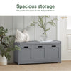 SoBuy FSR80-SG, Hallway Shoe Storage Bench Shoe Rack with Seat Cushion, Removable Cushion, Ample Storage with Drawer and Doors - Perfect for Hallway, Living Room, Bedroom - Grey, W90 x D35 x H45cm