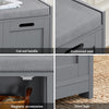 SoBuy FSR80-SG, Hallway Shoe Storage Bench Shoe Rack with Seat Cushion, Removable Cushion, Ample Storage with Drawer and Doors - Perfect for Hallway, Living Room, Bedroom - Grey, W90 x D35 x H45cm