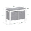 SoBuy FSR81-HG, 2 Baskets Hallway Bedroom Storage Bench Shoe Bench, Grey