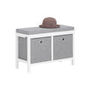 SoBuy FSR81-HG, 2 Baskets Hallway Bedroom Storage Bench Shoe Bench, Grey