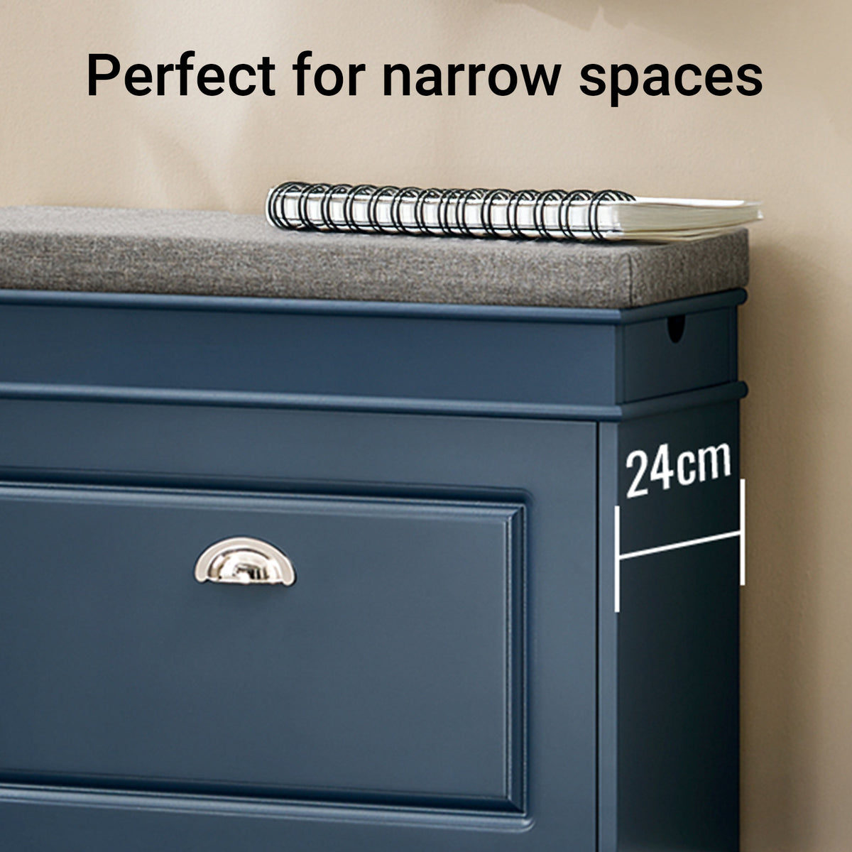 SoBuy FSR82-K-B Slim Shoe Storage Bench – Ultra-Slim 24cm Depth Saves Hallway Space