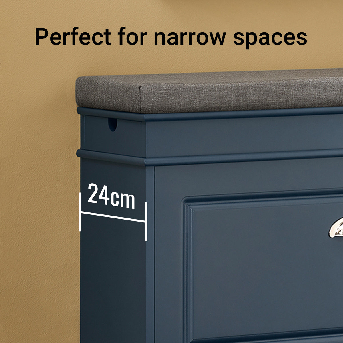 SoBuy FSR82-L-B Blue Shoe Bench – Ultra-Slim 24cm Depth Fits Narrow Hallways