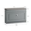 SoBuy FSR82-L-HG, Shoe Storage Bench with Seat Cushion - Narrow Shoe Cabinet with Flip Drawer, 2-Tier Rack, 150kg Load - Compact Hallway Storage Unit for Small Spaces Grey W75 x D24 x H51cm