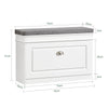 SoBuy FSR82-L-W+FSR94-W, Shoe Bench + Shoe Cabinet With Flip Drawers, 24cm Depth White Hallway Set