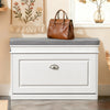 SoBuy FSR82-L-W+FSR78-W, Shoe Bench + Shoe Cabinet With Flip Drawers, 24cm Depth White Hallway Set