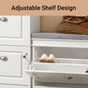 SoBuy FSR82-L-W+FSR94-W, Shoe Bench + Shoe Cabinet With Flip Drawers, 24cm Depth White Hallway Set