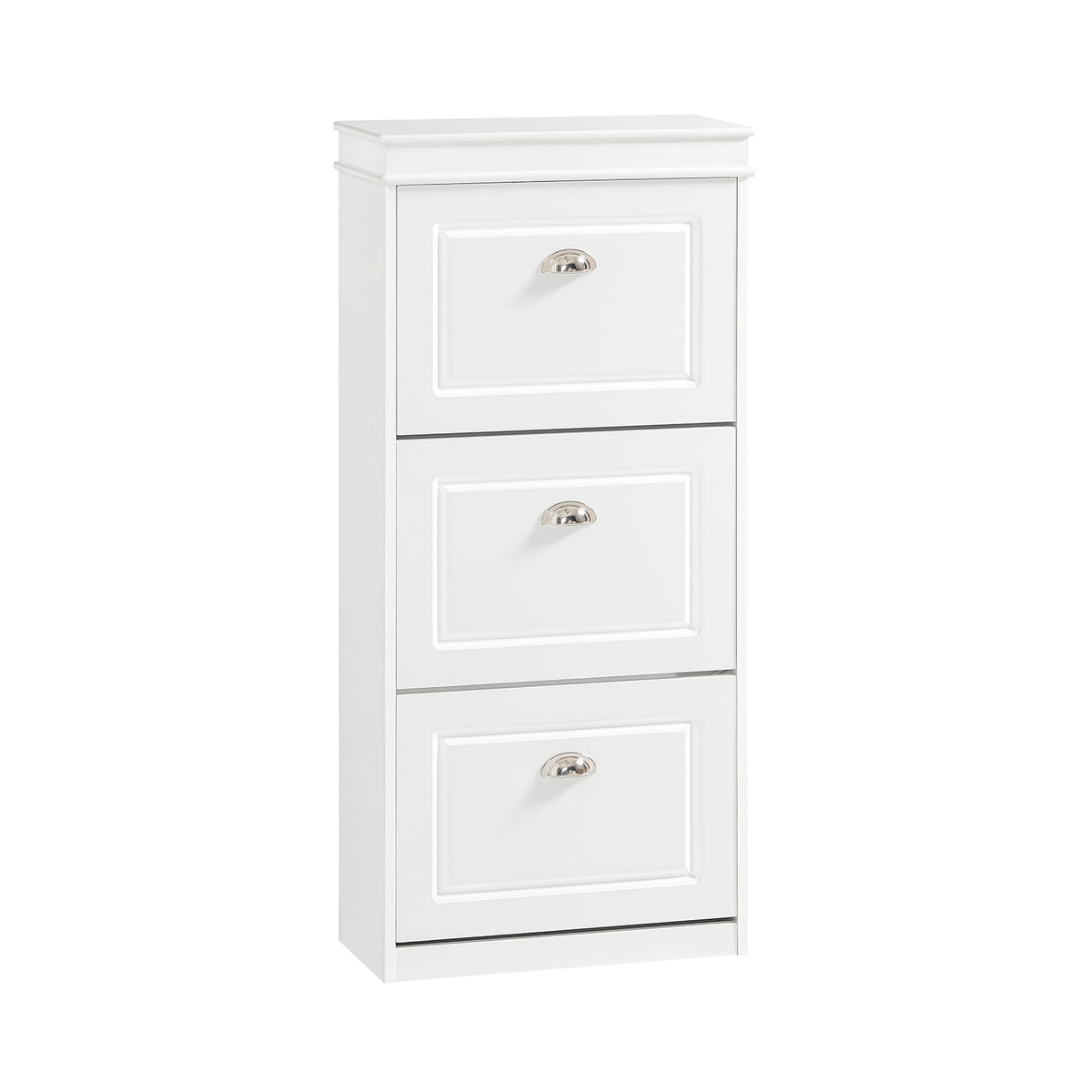 SoBuy white narrow shoe cabinet with 3 flip drawers FSR94-W 53cm wide