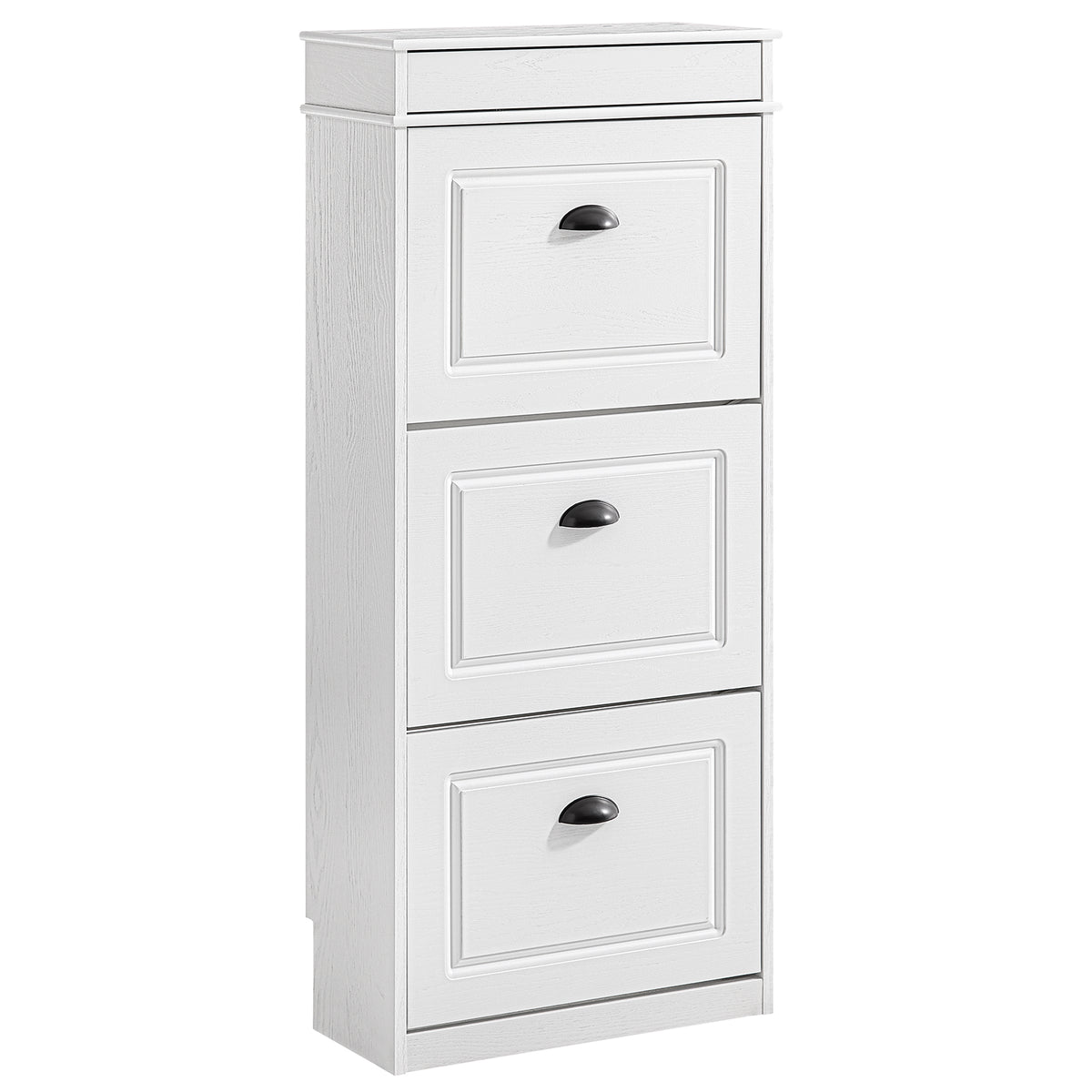 SoBuy FSR94-WG, Shoe Rack Cabinet with 3 Flip Drawers, Slim Shoe Storage Cabinet Hallway, Entryway, Corridor, Small Spaces, MDF Wooden Cupboard, White Vintage Wood Grain Effect, 53x24x118cm