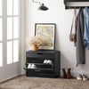 SoBuy FSR95-SCH, Hallway Shoe Rack Shoe Bench Shoe Cabinet with Folding Padded Seat, Black