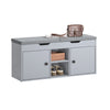 SoBuy FSR96-DG, Shoe Bench Shoe Cabinet with 2 Folding Padded Seats and 2 Doors, Grey