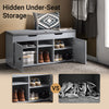 SoBuy FSR96-DG, Shoe Bench Shoe Cabinet with 2 Folding Padded Seats and 2 Doors, Grey