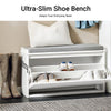 SoBuy FSR98-L-W, Shoe Storage Bench with Cushion - Shoe Rack & Cabinet with Flip Drawers, Modern Design, Space-Saving, 155kg Load Capacity, Ideal for Hallway & Living Room, White W80 x D26 x H45cm
