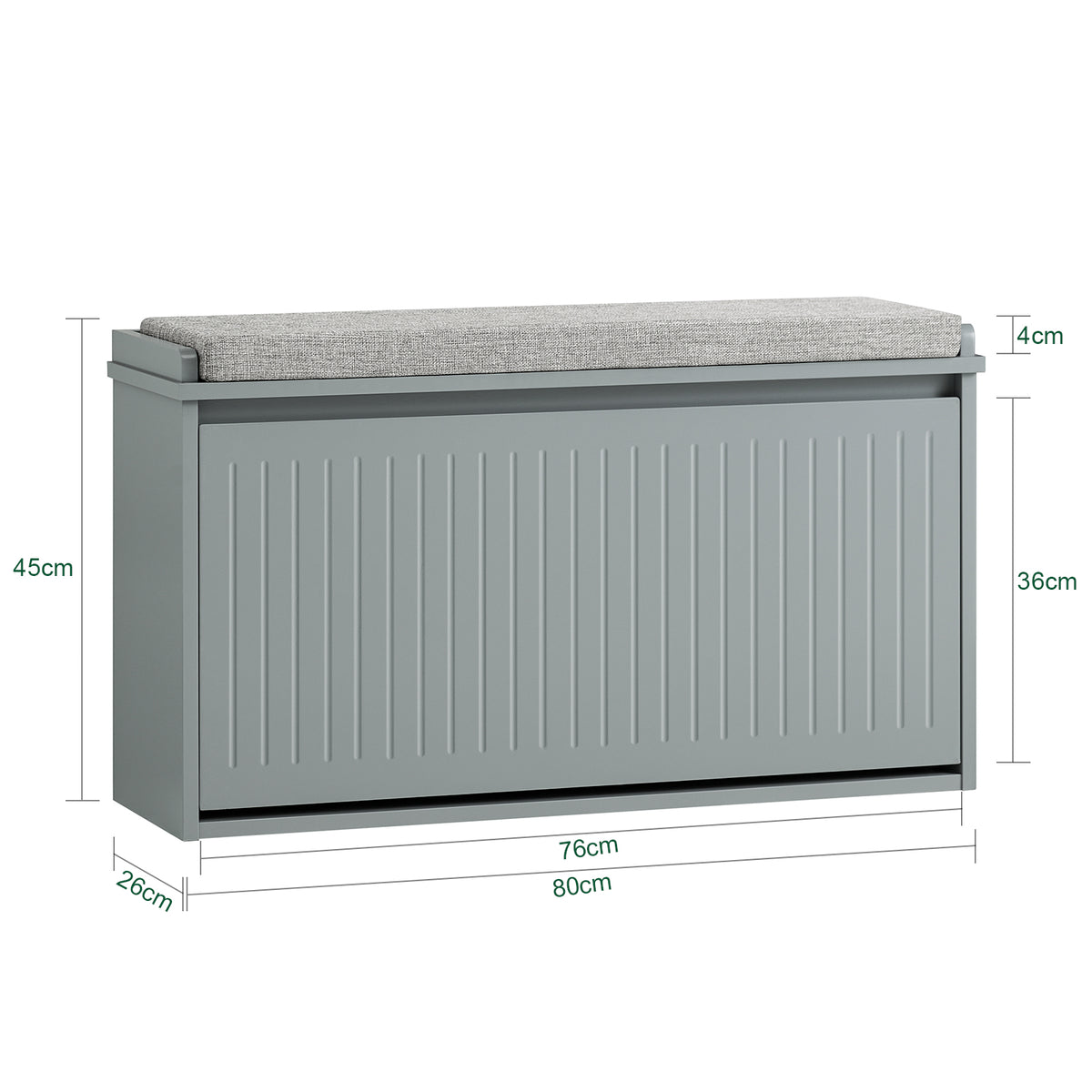 SoBuy FSR98-L-HG, Hallway Shoe Bench Shoe Rack Shoe Cabinet with Seat Cushion and Flip-drawer, Grey