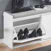 SoBuy FSR98-XL-W, Hallway Shoe Bench Shoe Rack Shoe Cabinet with Seat Cushion and 2 Flip-drawers, White