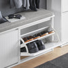 SoBuy FSR98-XL-W, Hallway Shoe Bench Shoe Rack Shoe Cabinet with Seat Cushion and 2 Flip-drawers, White