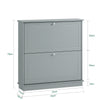 SoBuy FSR99-HG, 2 Flip-drawers Shoe Cabinet Shoe Rack Shoe Storage Cupboard Organizer Unit, Grey