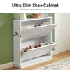 SoBuy FSR99-W, Slim Shoe Cabinet Shoe Storage Rack – 2 Flip Drawers Narrow Cupboard Organizer, Ideal for Hallway Entryway, White MDF, W76 x D18 x H78cm