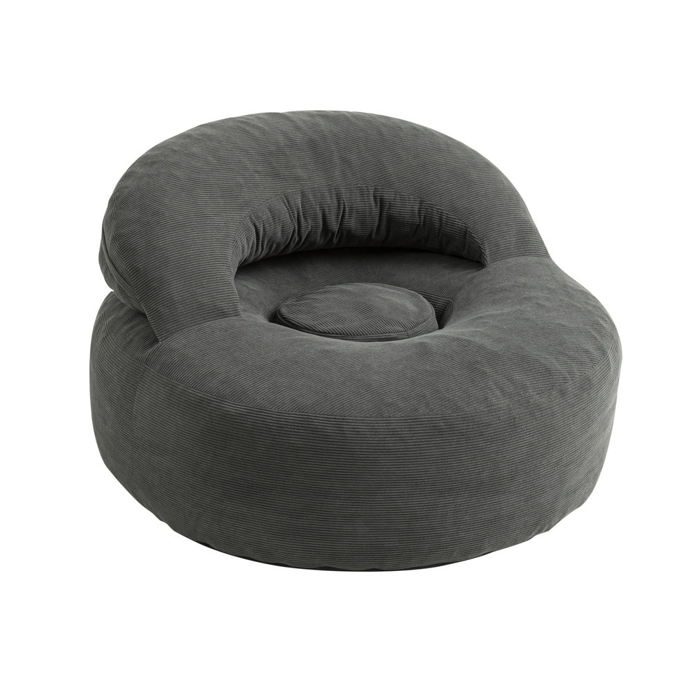 SoBuy FST100-DG, Corduroy Armchair with Footstool, Adjustable Backrest, Dark Gray, 110x125x65cm - view 1
