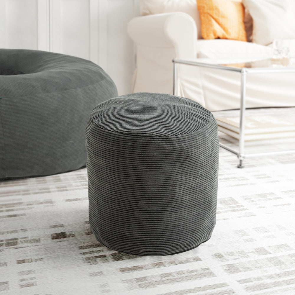 SoBuy FST100-DG, Corduroy Armchair with Footstool, Adjustable Backrest, Dark Gray, 110x125x65cm - view 7