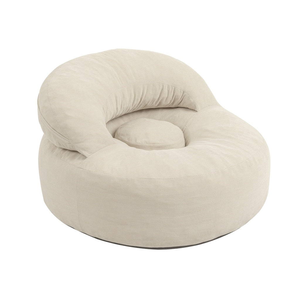 SoBuy FST100-MI, Corduroy Armchair with Footstool & Washable Cover, Cream White, 110x125x65cm - view 1