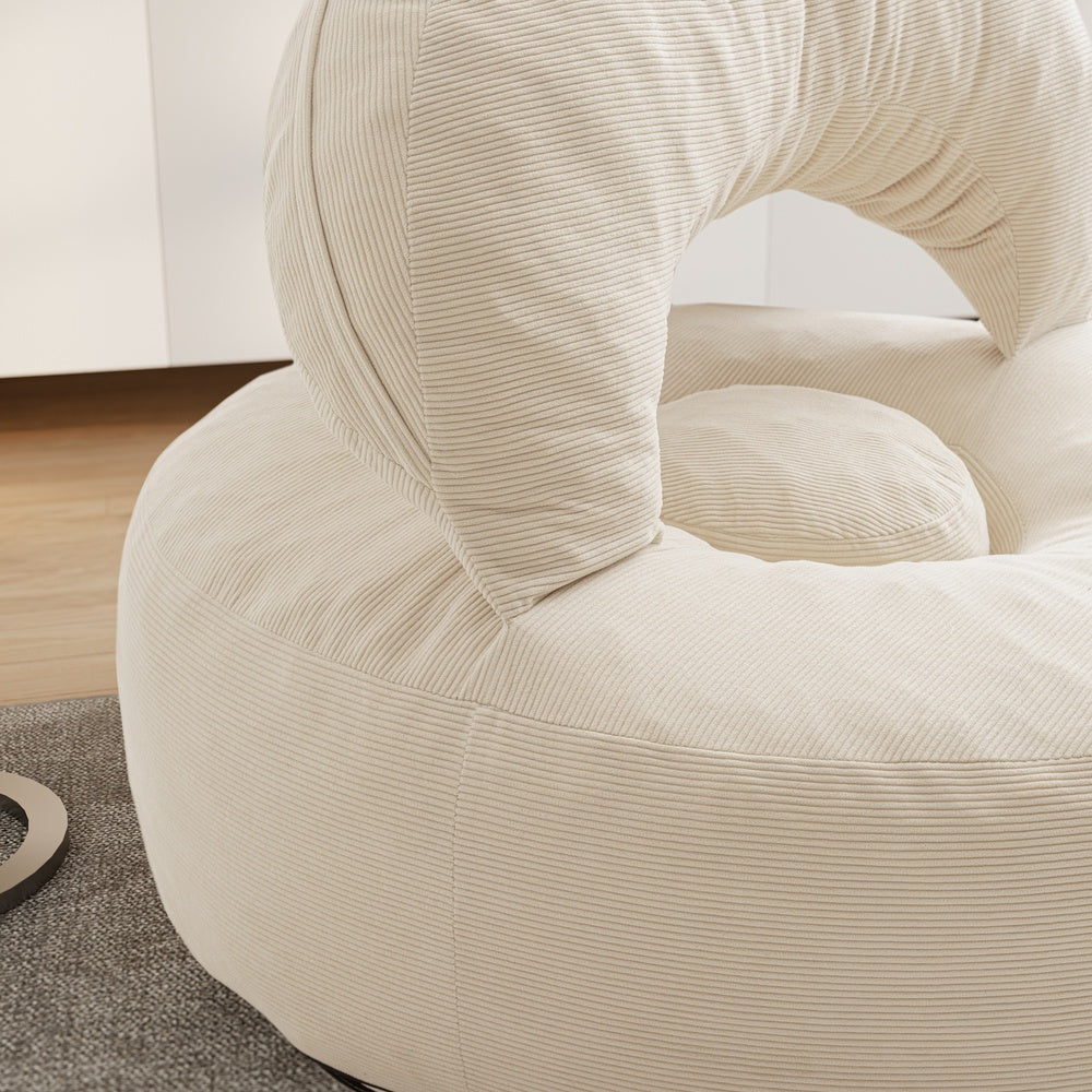 SoBuy FST100-MI, Corduroy Armchair with Footstool & Washable Cover, Cream White, 110x125x65cm - view 4