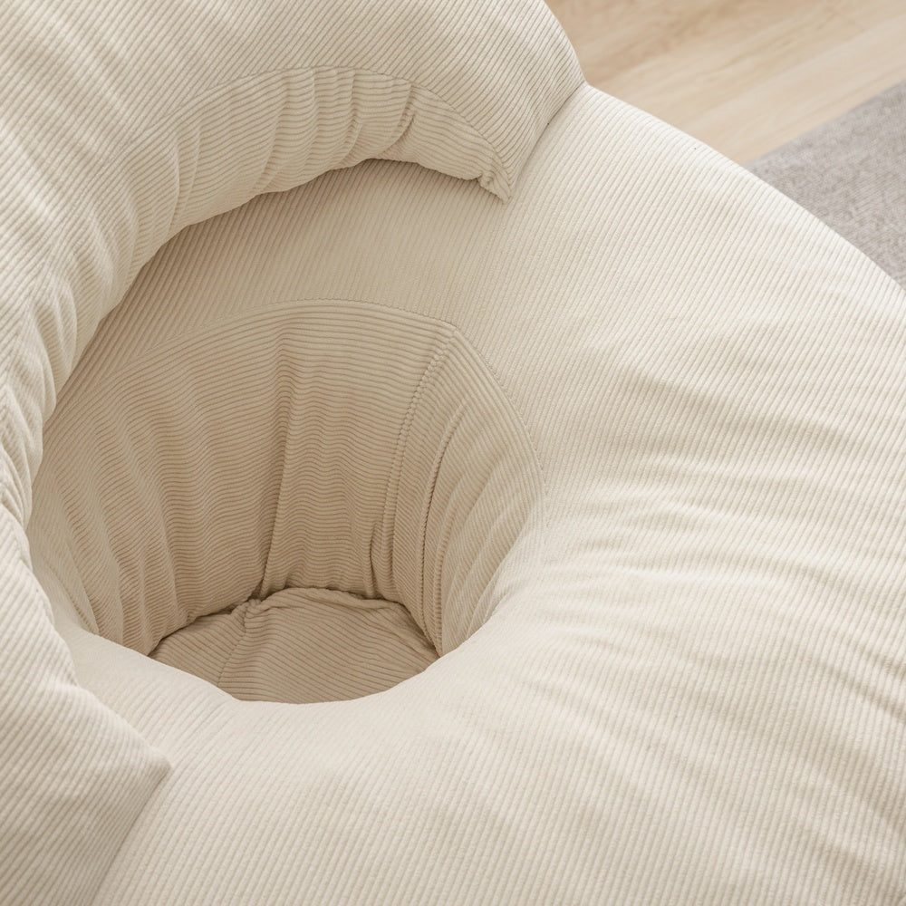 SoBuy FST100-MI, Corduroy Armchair with Footstool & Washable Cover, Cream White, 110x125x65cm - view 5
