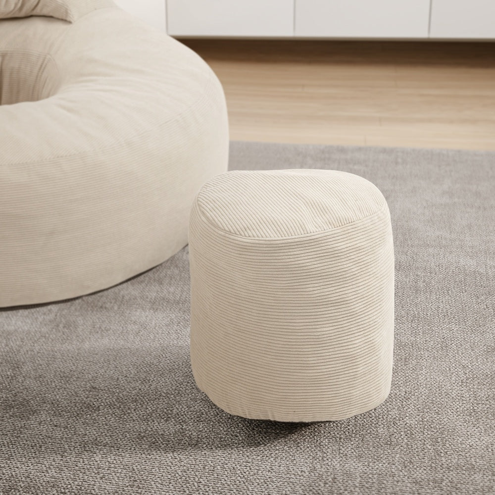SoBuy FST100-MI, Corduroy Armchair with Footstool & Washable Cover, Cream White, 110x125x65cm - view 7