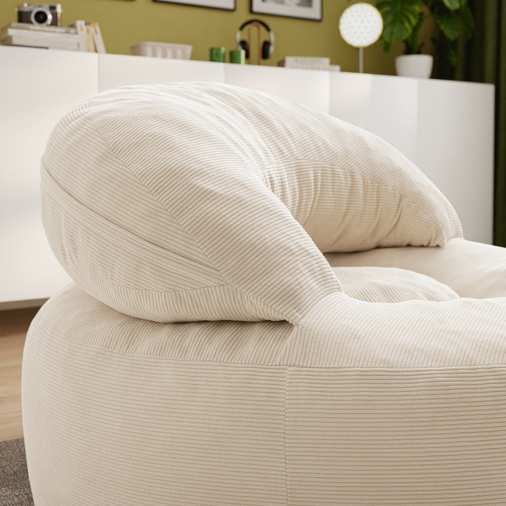 SoBuy FST100-MI, Corduroy Armchair with Footstool & Washable Cover, Cream White, 110x125x65cm - view 11