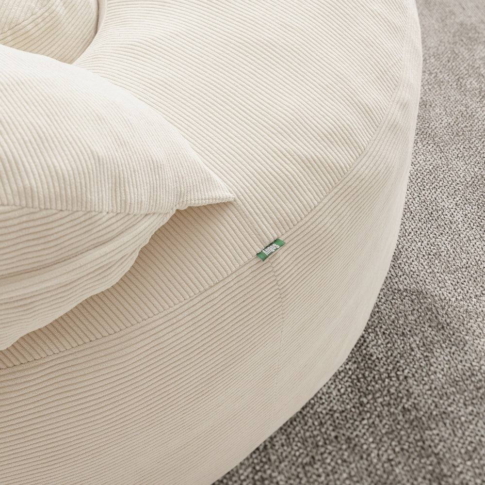 SoBuy FST100-MI, Corduroy Armchair with Footstool & Washable Cover, Cream White, 110x125x65cm - view 12