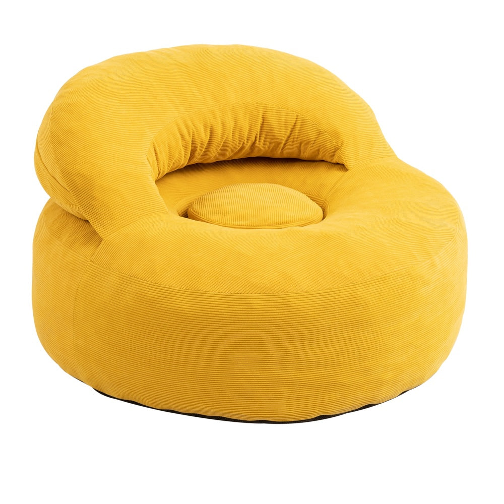 SoBuy FST100-Y, Cosy Yellow Corduroy Armchair with Ottoman, Curved Design, 110x125x65cm - view 1