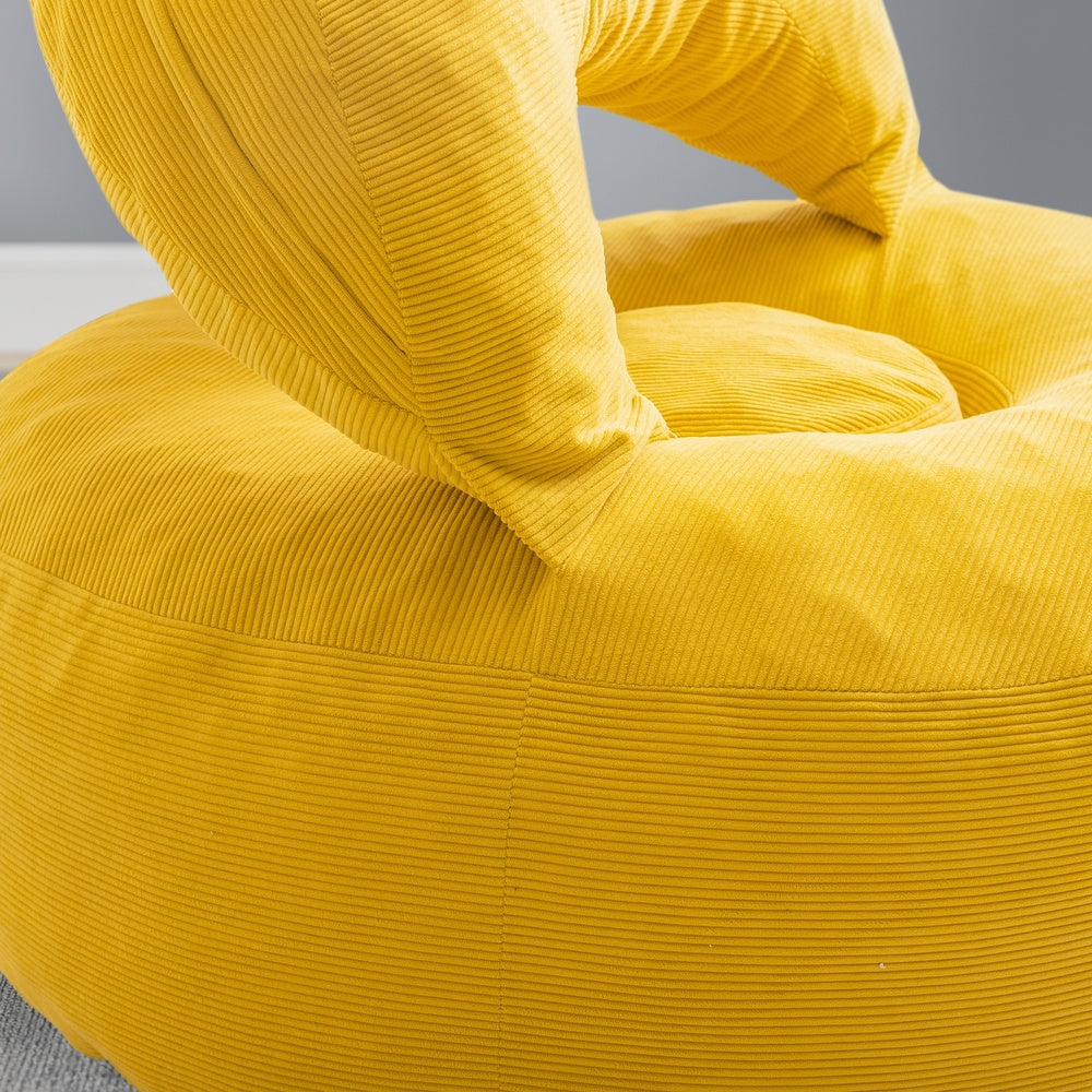 SoBuy FST100-Y, Cosy Yellow Corduroy Armchair with Ottoman, Curved Design, 110x125x65cm - view 4