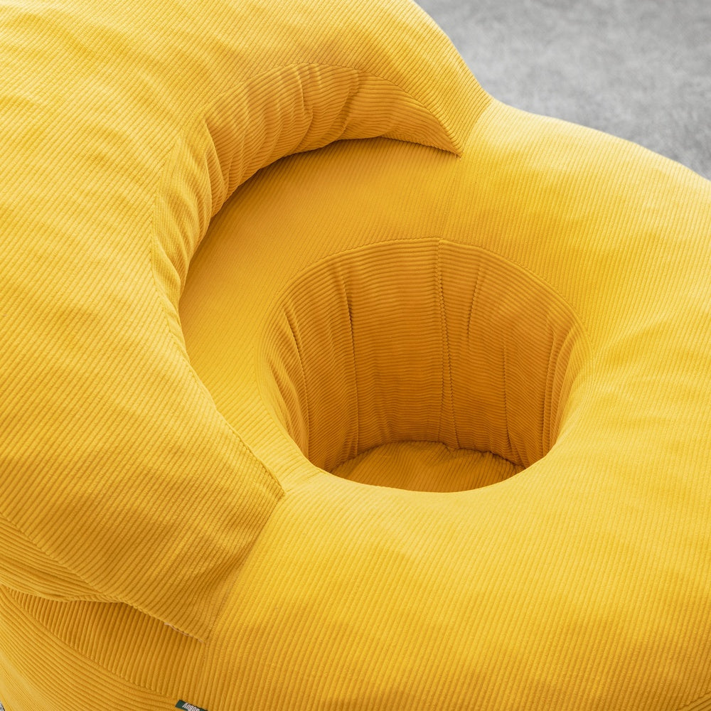SoBuy FST100-Y, Cosy Yellow Corduroy Armchair with Ottoman, Curved Design, 110x125x65cm - view 5
