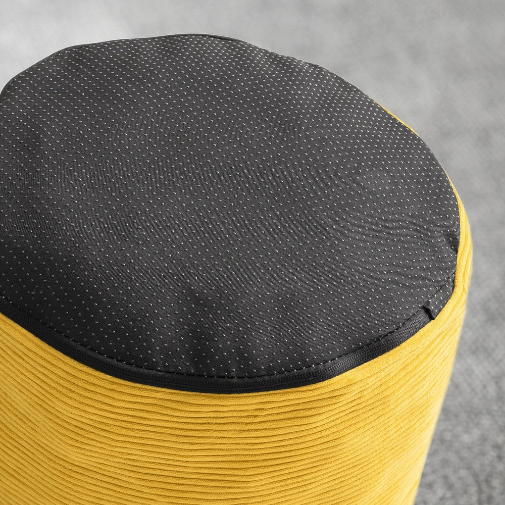 SoBuy FST100-Y, Cosy Yellow Corduroy Armchair with Ottoman, Curved Design, 110x125x65cm - view 7
