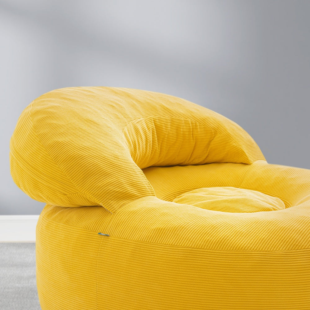 SoBuy FST100-Y, Cosy Yellow Corduroy Armchair with Ottoman, Curved Design, 110x125x65cm - view 10