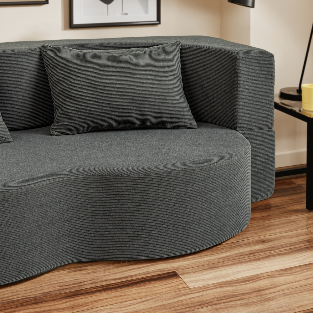 SoBuy FST101-DG, 2 Seater Sofa Bed with 2 Pillows, Fold Out Futon Couch for Small Spaces, Dark Grey, 177x107x32cm - view 7