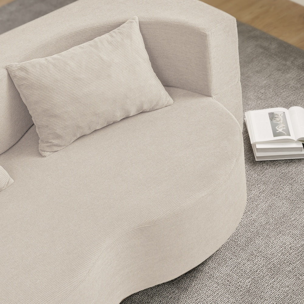 SoBuy FST101-MI, 2 Seater Sofa Bed with 2 Pillows, Fold Out Guest Bed for Small Apartments, Beige, 177x107x32cm - view 4
