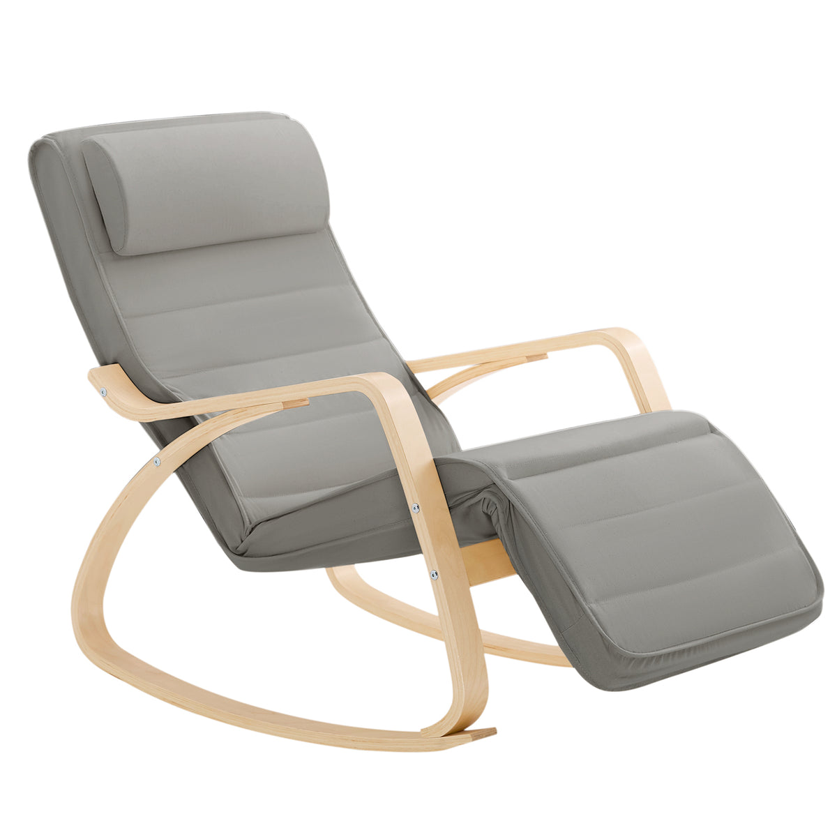 SoBuy FST16-DG Rocking Chair Relax Lounge Chair with Cushion Recliner with Headrest and Adjustable Footrest Grey