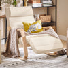 SoBuy FST16-W, Rocking Chair Relax Lounge Chair with Cushion Recliner with Headrest and Adjustable Footrest Beige
