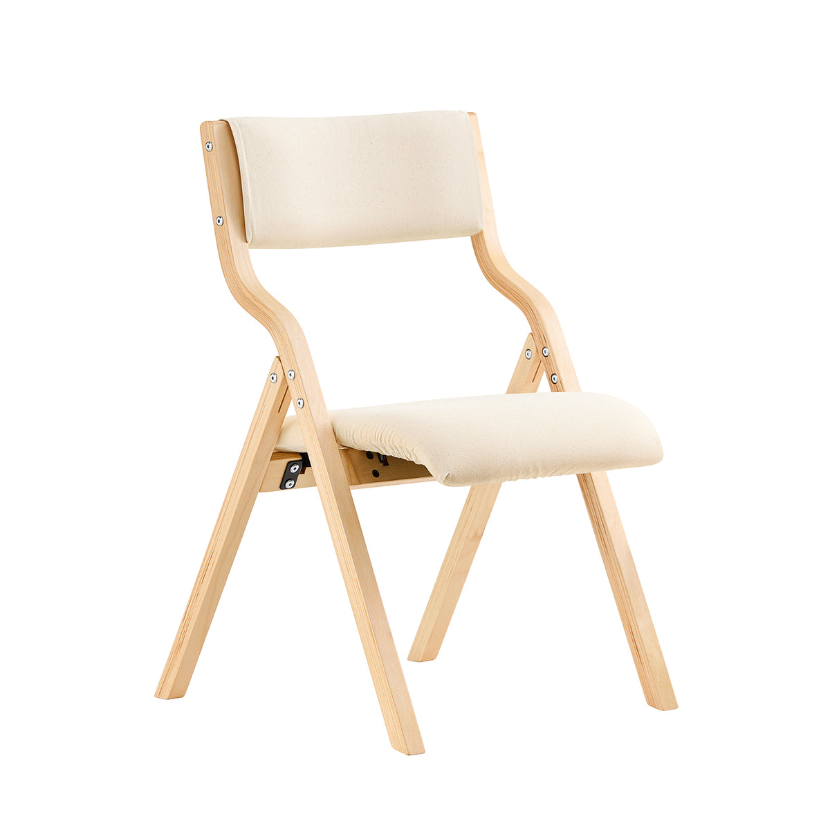 SoBuy FST40-W white wooden folding chair with padded seat and backrest – white background product image