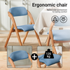 SoBuy FST92-BL Folding Chair Wooden Padded Kitchen&Office Chair with Ergonomic Backrest, Compact & Space-Saving, No Assembly Required Blue 47.5 x 59 x 77 cm