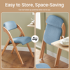 SoBuy FST92-BL Folding Chair Wooden Padded Kitchen&Office Chair with Ergonomic Backrest, Compact & Space-Saving, No Assembly Required Blue 47.5 x 59 x 77 cm
