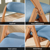 SoBuy FST92-BL Folding Chair Wooden Padded Kitchen&Office Chair with Ergonomic Backrest, Compact & Space-Saving, No Assembly Required Blue 47.5 x 59 x 77 cm